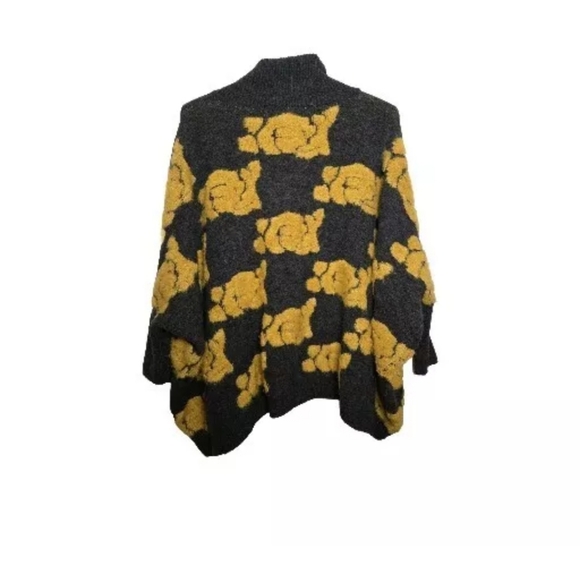 Pilcro Anthropologie Rosetta Cardigan Yellow Flowers Gray OS - Picture 3 of 7